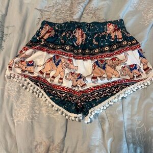 Bohemian Elephant Print Women's Shorts